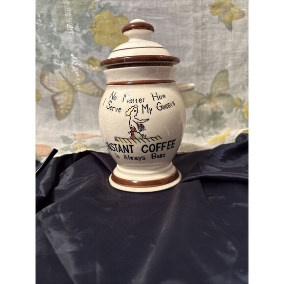 Vintage Ceramic Coffee Jar From Japan 6” Tall - Picture 2 of 8